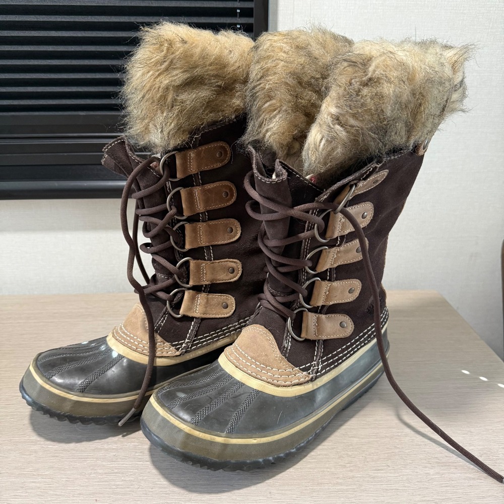 Sorel Joan of Arctic Brown Waterproof Winter Snow Boots Faux Fur Women's Size 9